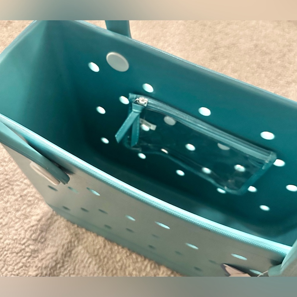Baby Bogg Bag Turquoise Blue NWT Beach Tote Purse w/Zippered Interior Pouch - Picture 6 of 6